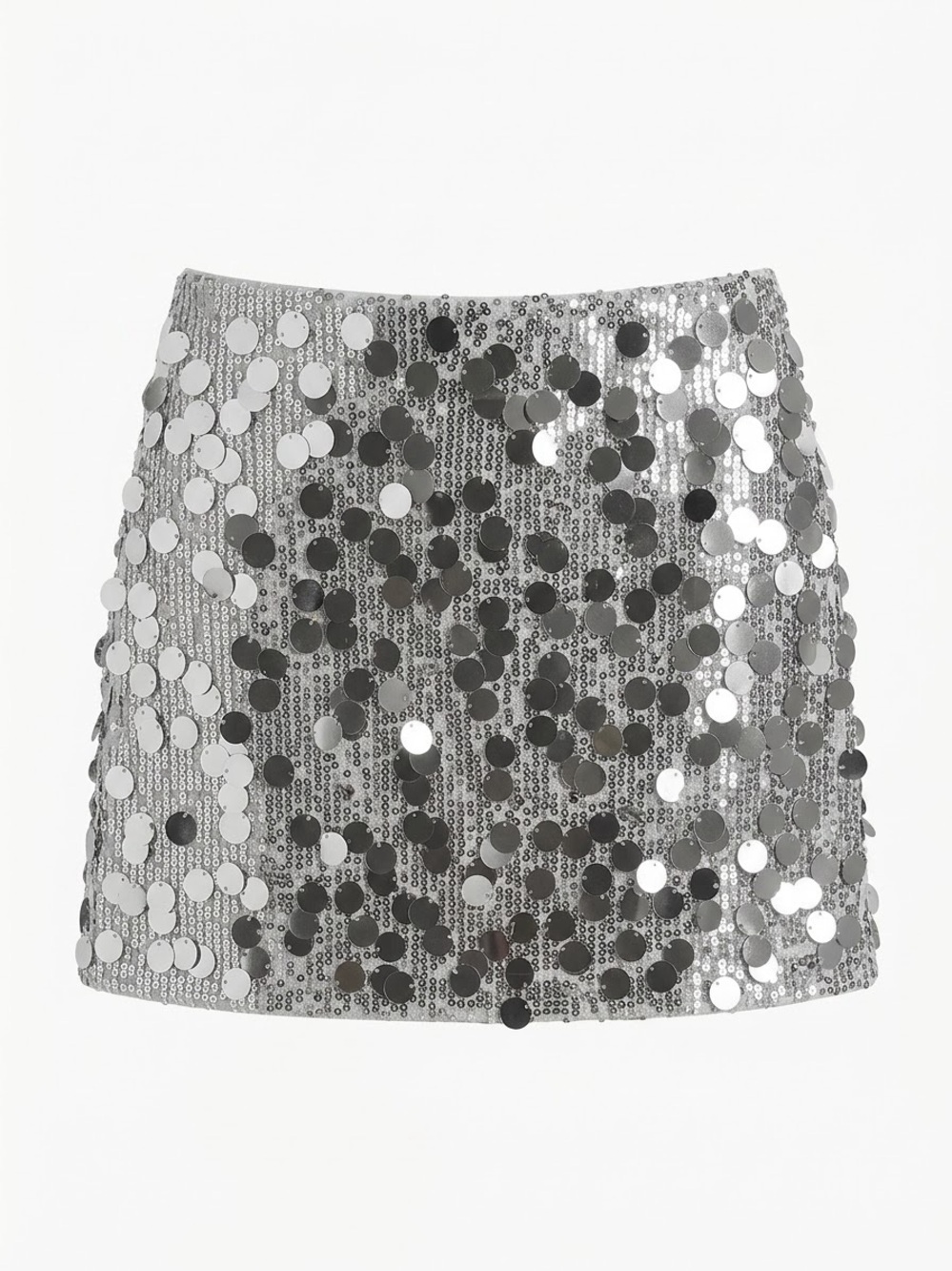 Silver Sequin Mini Skirt